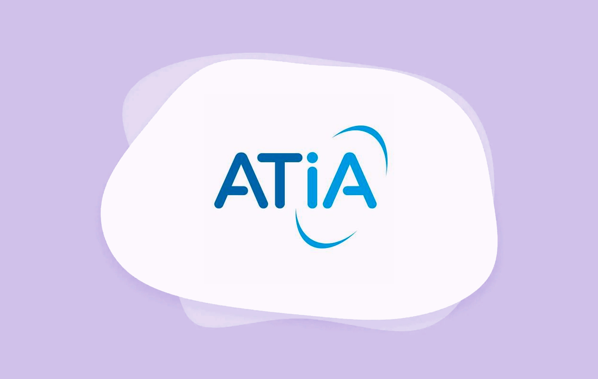 ATIA logo on cloud-like illustration with a light purple background