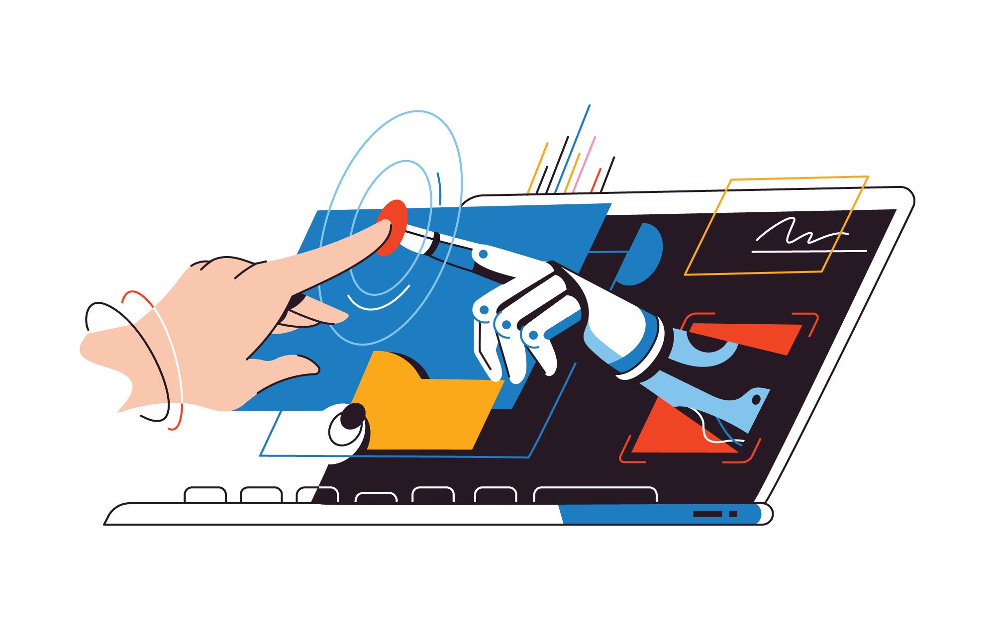 An abstract illustration of a person using artificial intelligence technology