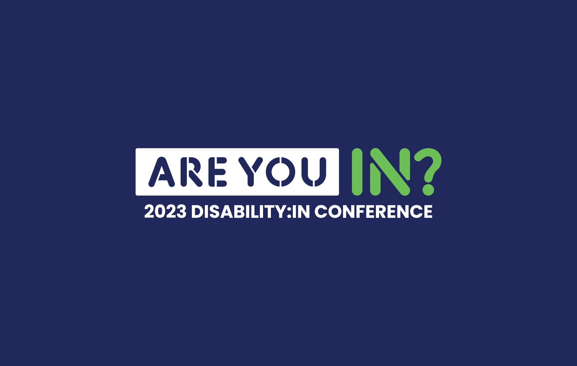 The 2023 Disability:IN Conference logo on a field of navy blue.