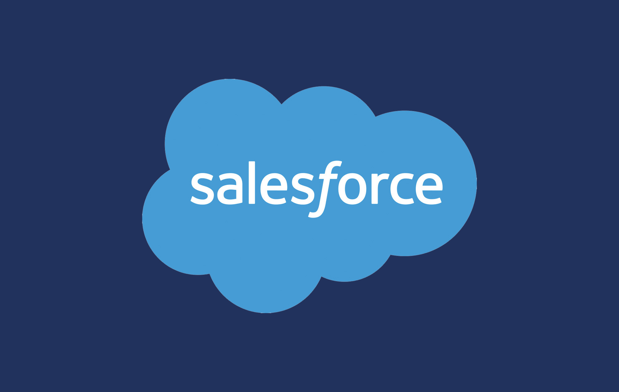 Salesforce logo on navy background.