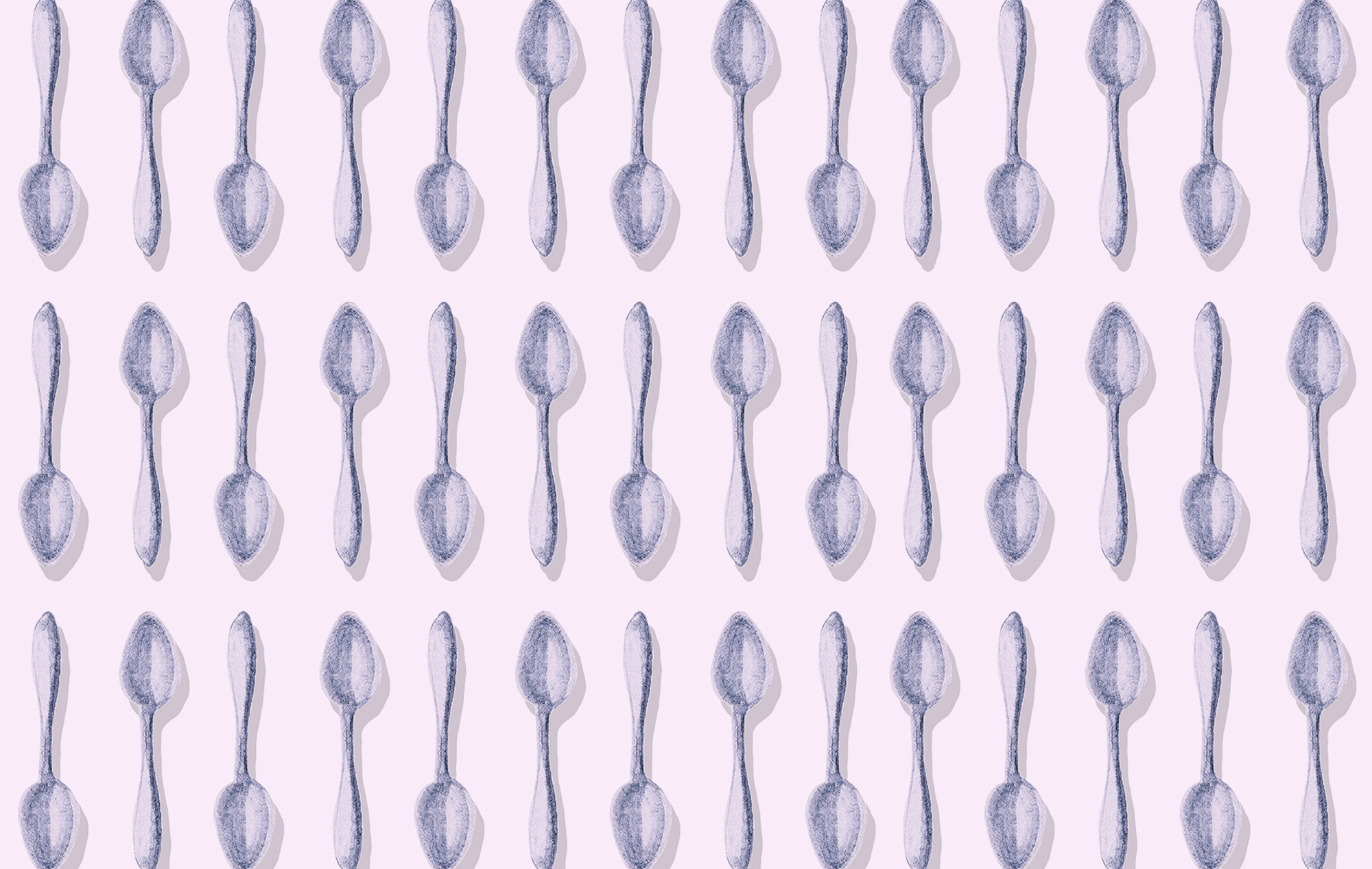 Spoon pattern on a light purple background.