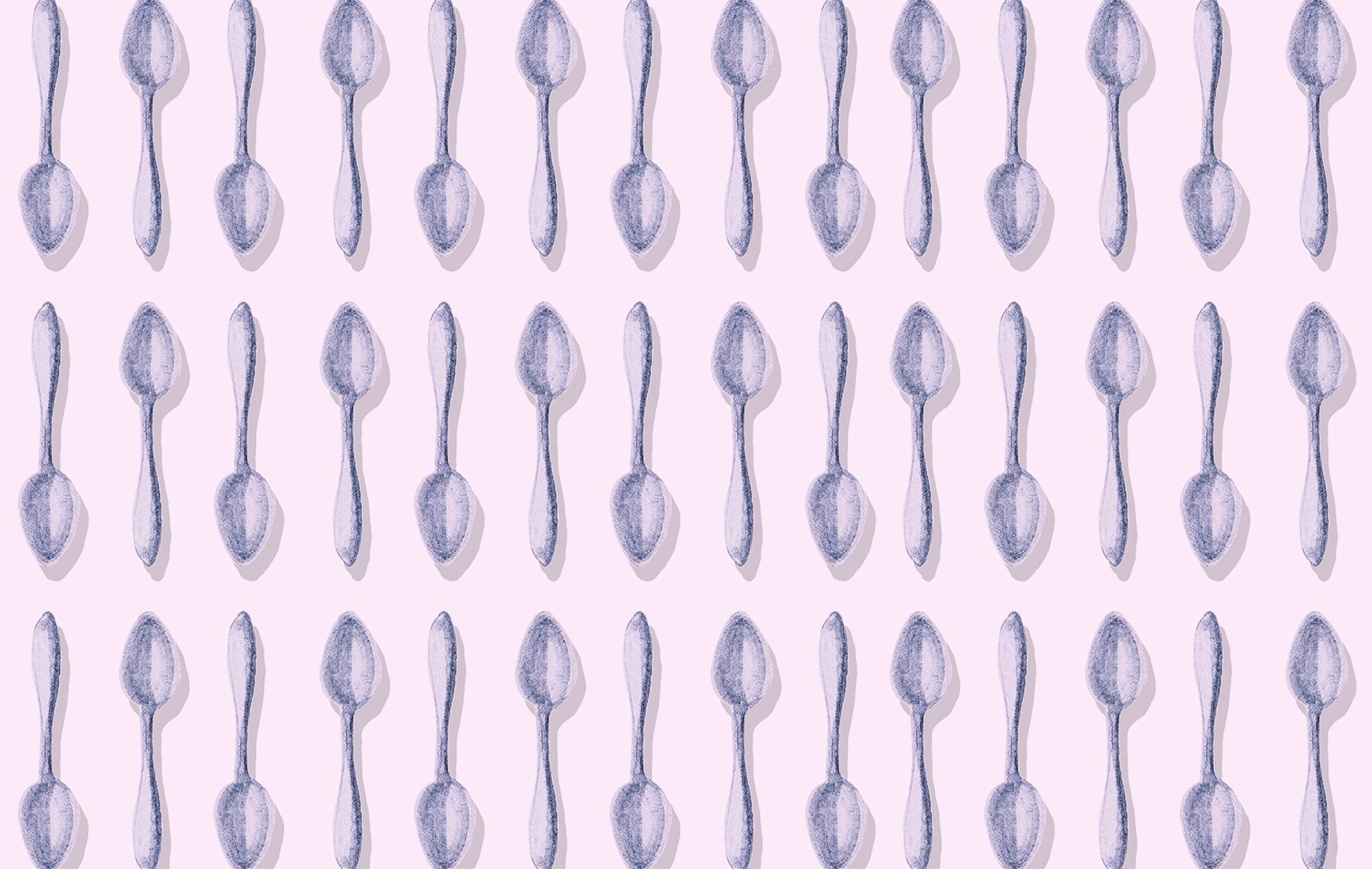 Spoon pattern on a light purple background.