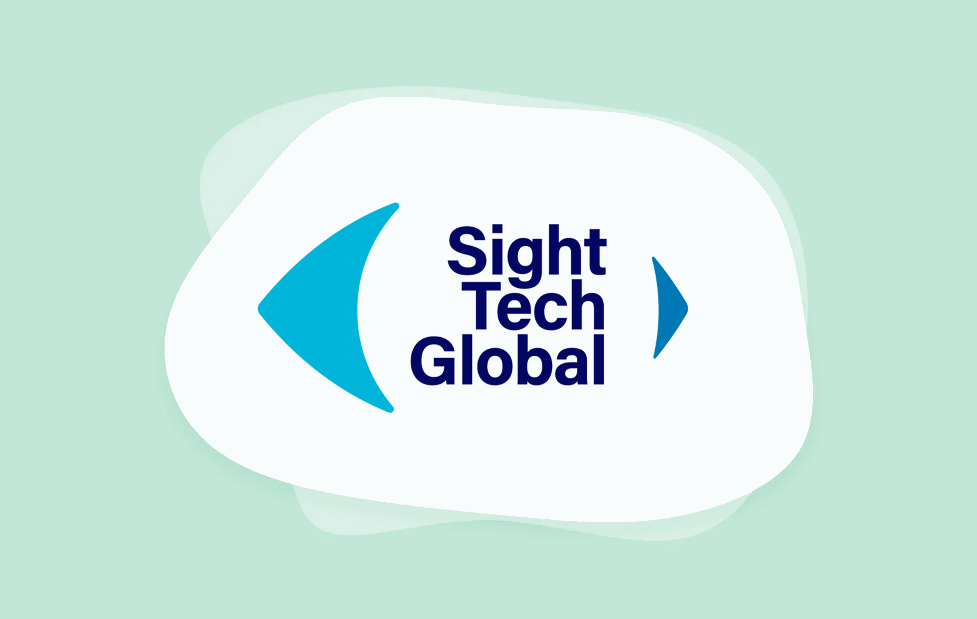 Navy and teal Sight Tech Global logo on a light green background.