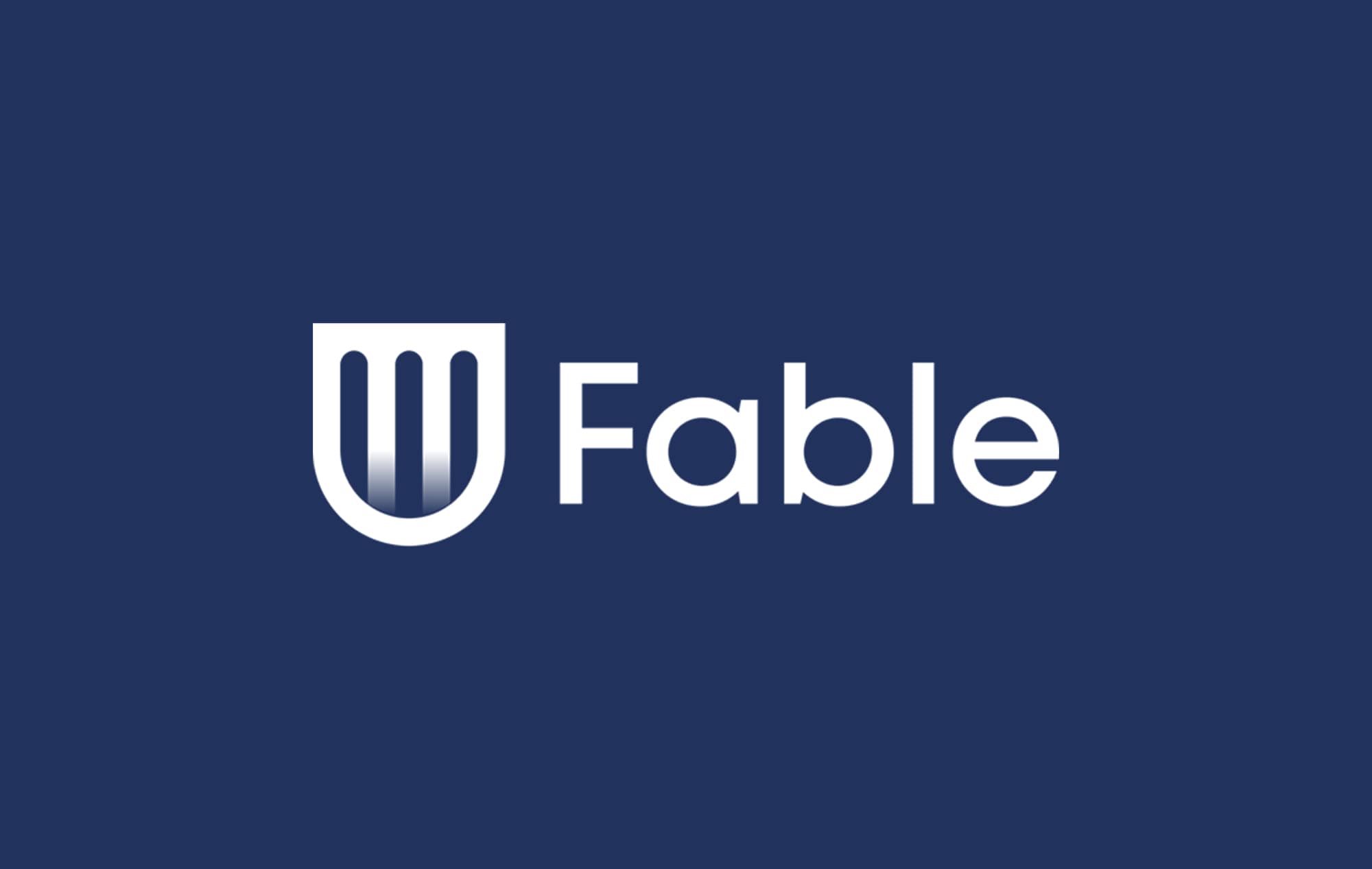 White Fable logo on navy background.