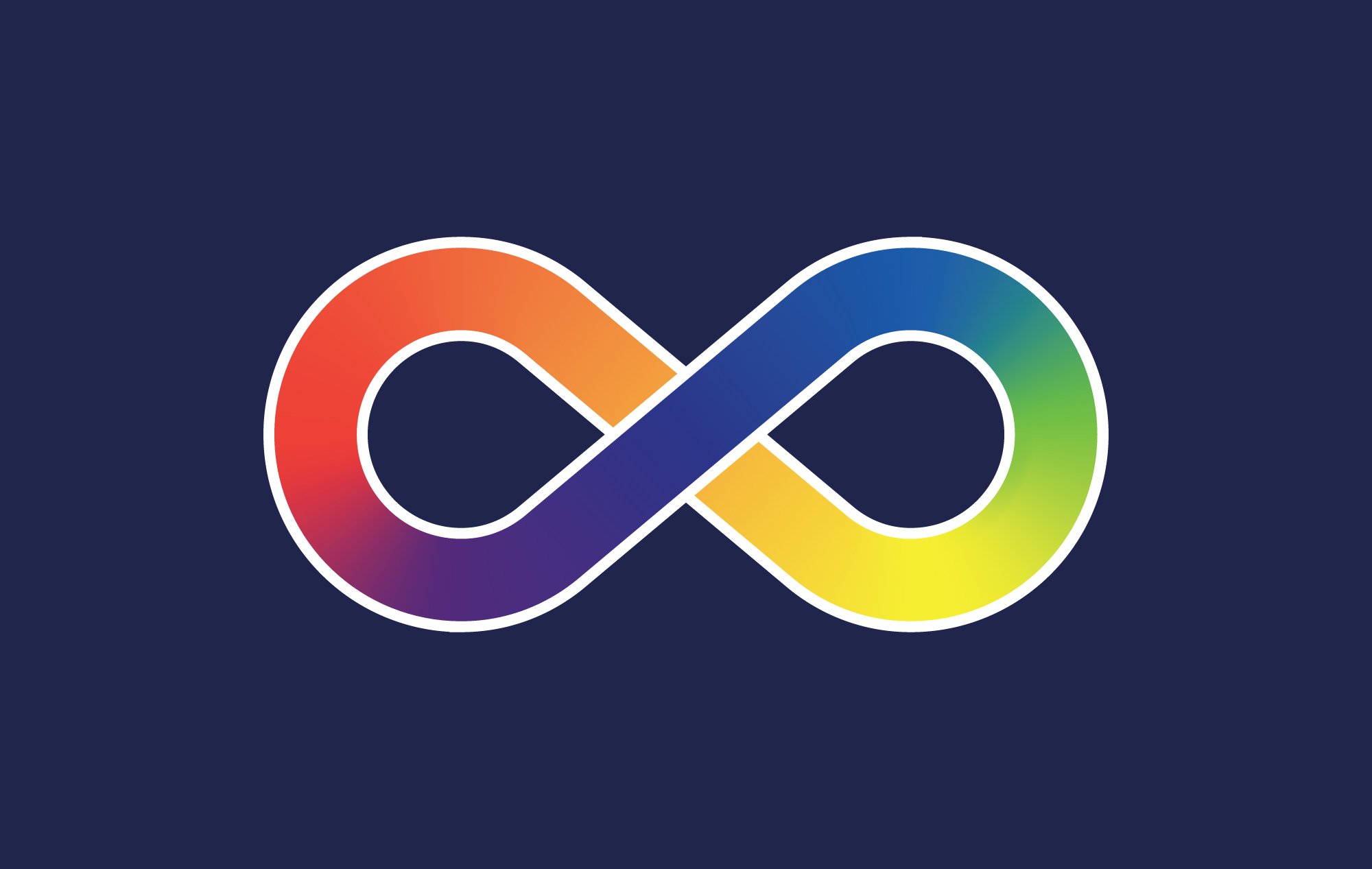 The Autistic Pride symbol on a navy background.
